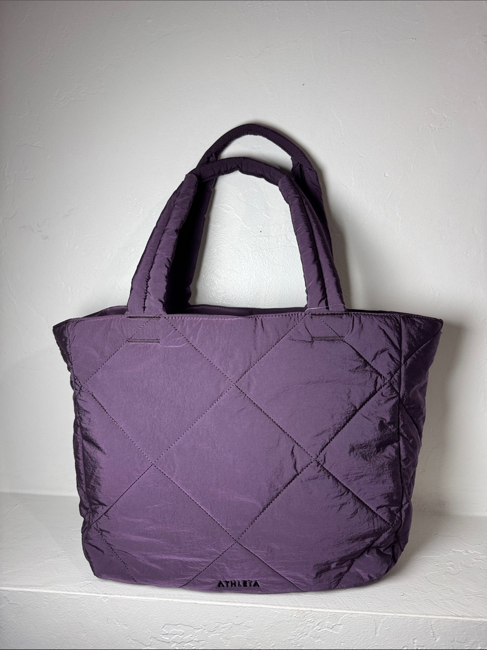 Athleta Purple All About Quilted Tote Bag NWT